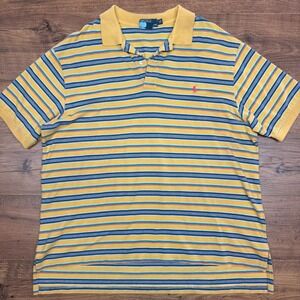 Vtg Polo Ralph Lauren Mens 2XLB Big Stripes Yellow Preppy Pony Retro 90s